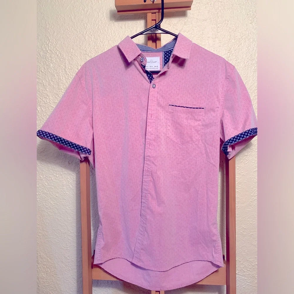 Craft+Flow pink button down tee - Picture 1 of 4